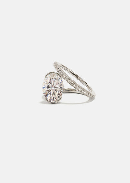 Moval Swirl Semi Pave Engagement Ring – 2.5 CT Lab Grown Diamond