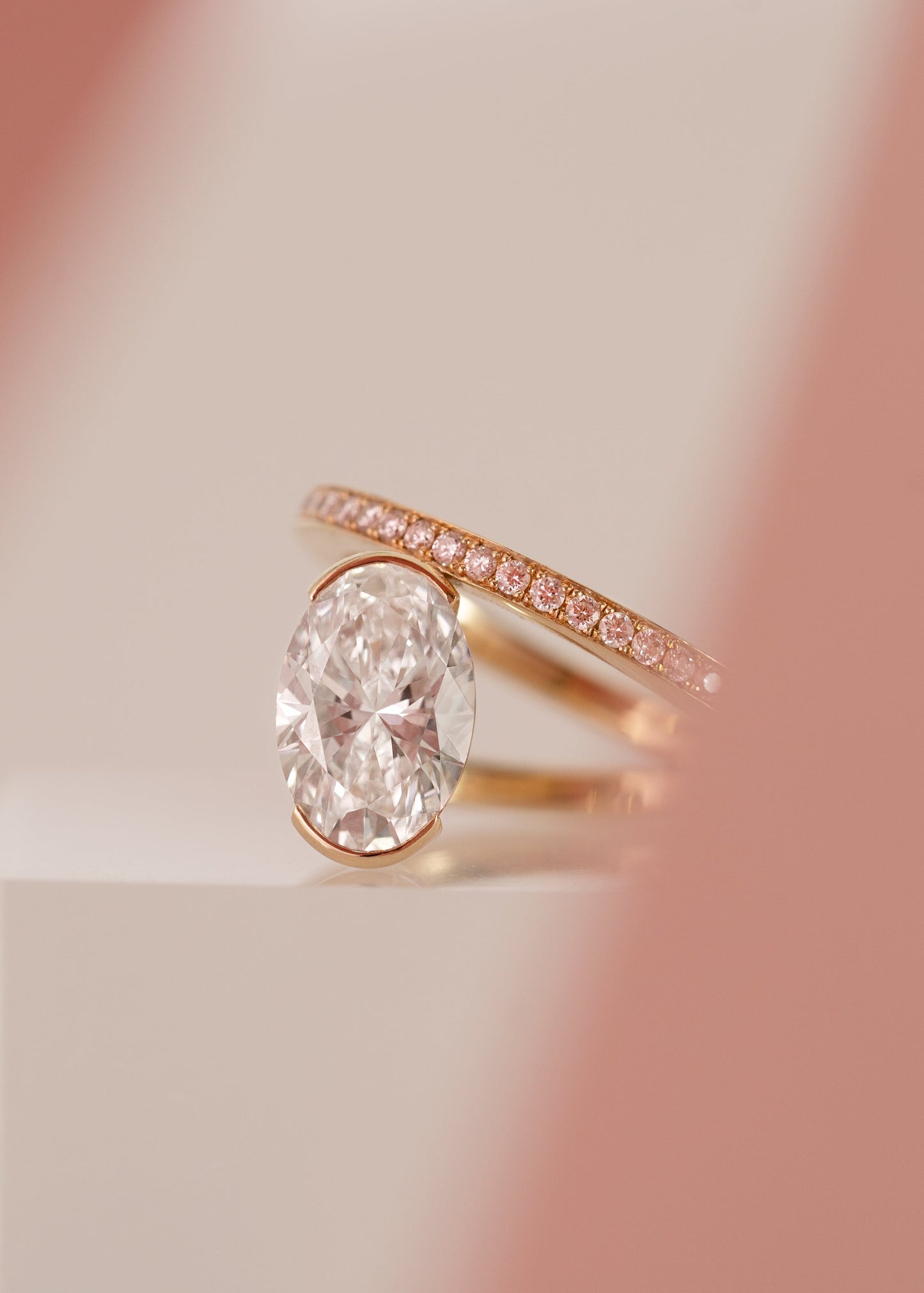 Moval Swirl Semi Pave Engagement Ring – 2.5 CT Lab Grown Diamond