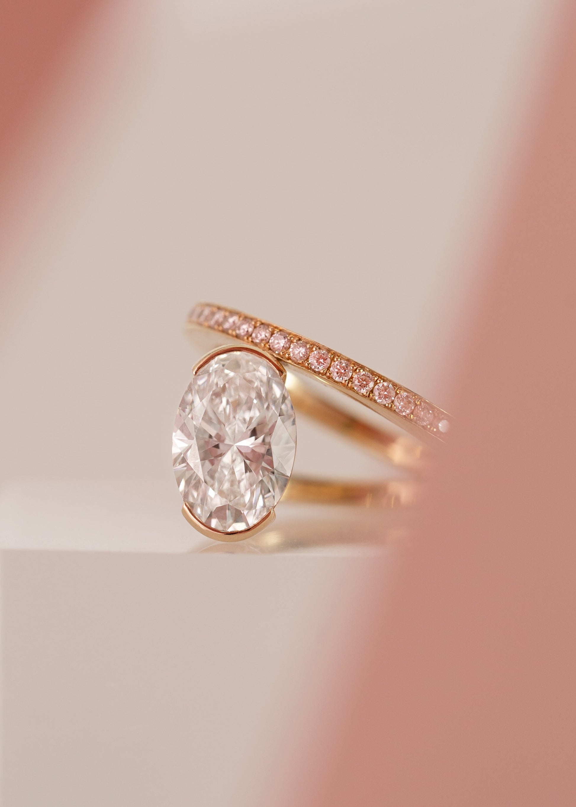Moval Swirl Semi Pave Engagement Ring – 2.5 CT Lab Grown Diamond