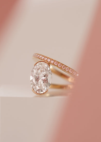 Moval Swirl Semi Pave Engagement Ring – 2.5 CT Lab Grown Diamond