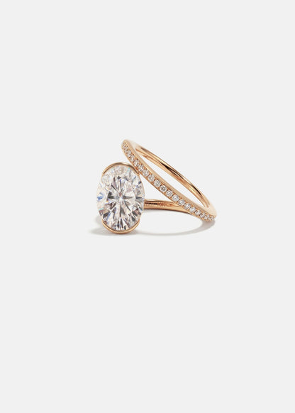 Moval Swirl Semi Pave Engagement Ring – 2.5 CT Lab Grown Diamond
