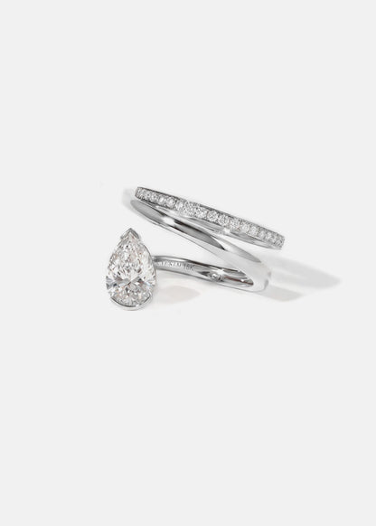 Moval Swirl Semi Pave Engagement Ring – 2.5 CT Lab Grown Diamond