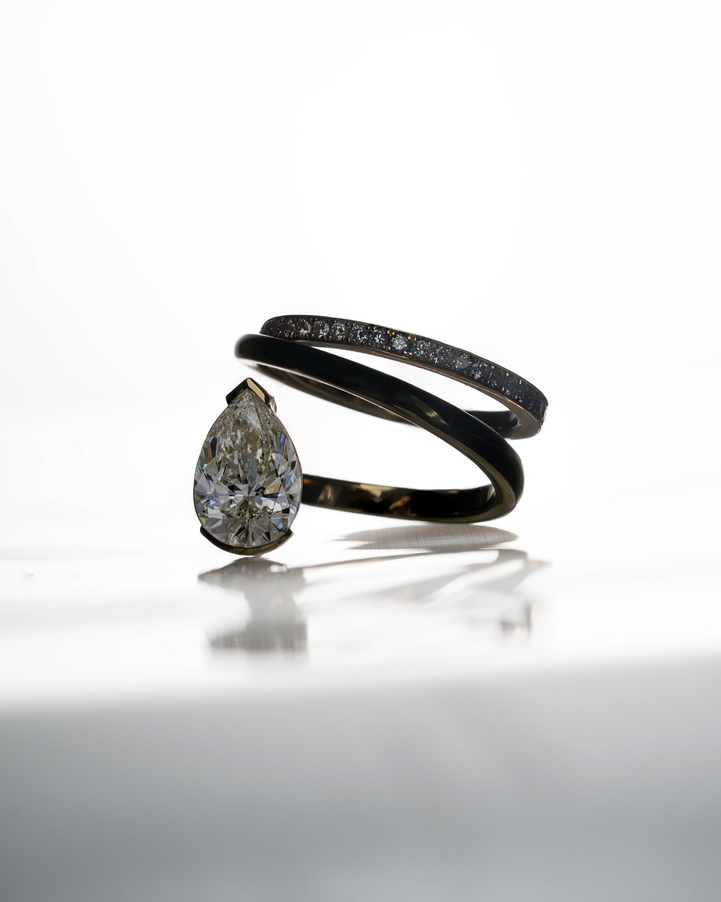 Moval Swirl Semi Pave Engagement Ring – 2.5 CT Lab Grown Diamond