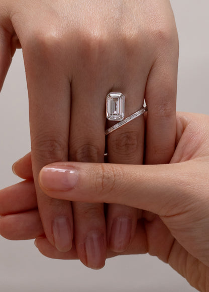 Moval Swirl Semi Pave Engagement Ring – 2.5 CT Lab Grown Diamond