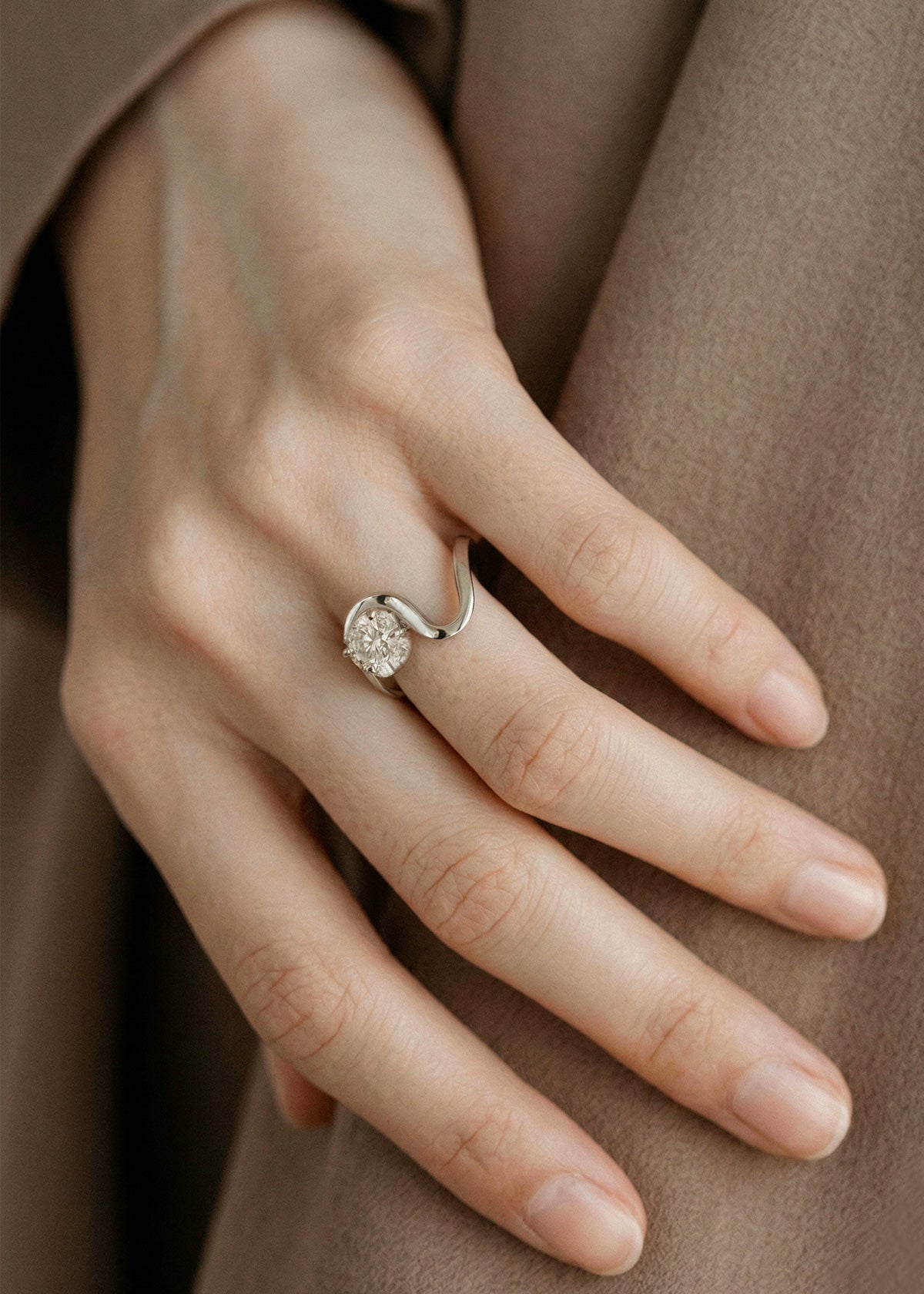 Moval Swirl Semi Pave Engagement Ring – 2.5 CT Lab Grown Diamond