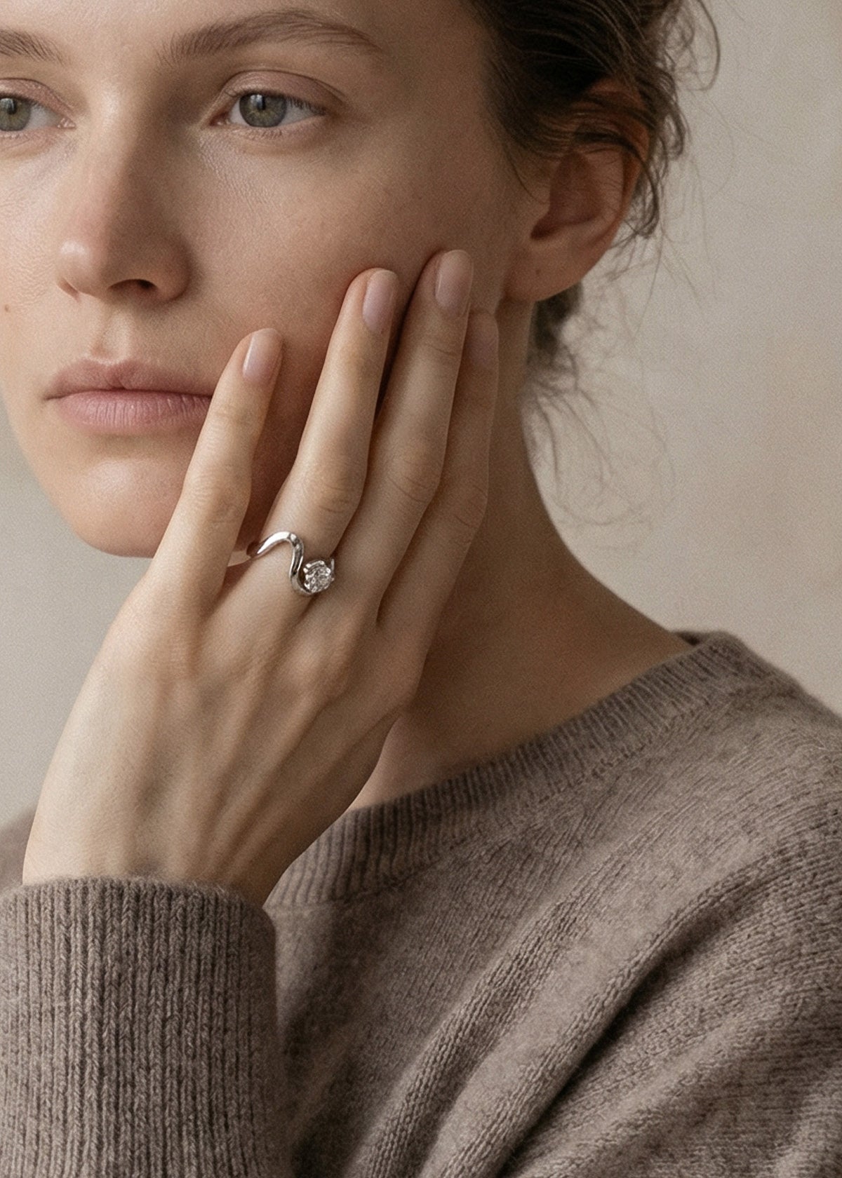 Moval Swirl Semi Pave Engagement Ring – 2.5 CT Lab Grown Diamond