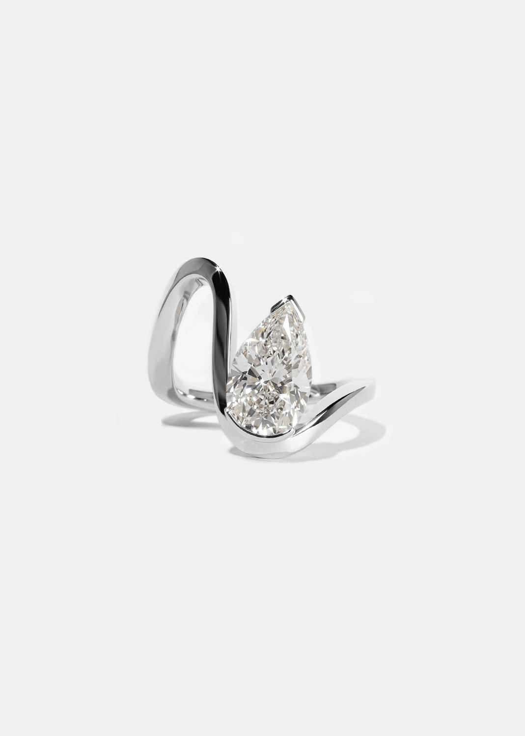 Moval Swirl Semi Pave Engagement Ring – 2.5 CT Lab Grown Diamond
