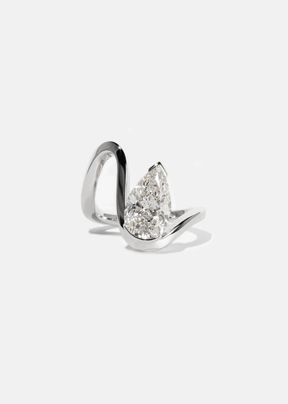 Moval Swirl Semi Pave Engagement Ring – 2.5 CT Lab Grown Diamond