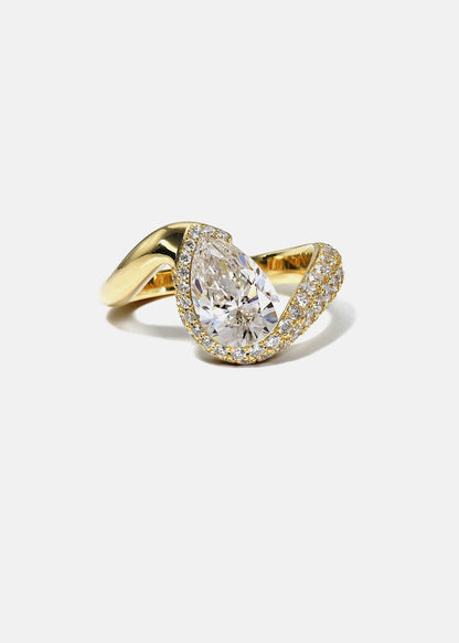 Moval Swirl Semi Pave Engagement Ring – 2.5 CT Lab Grown Diamond
