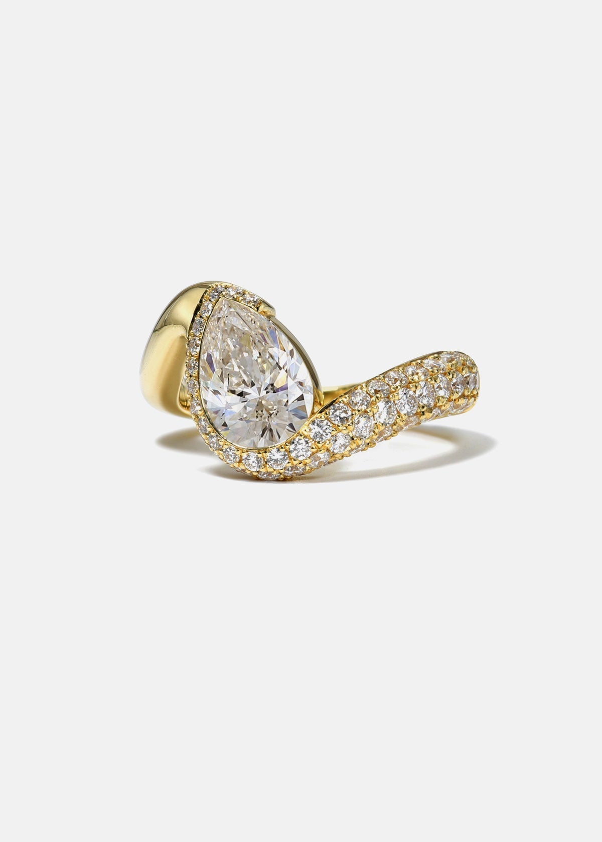 Moval Swirl Semi Pave Engagement Ring – 2.5 CT Lab Grown Diamond