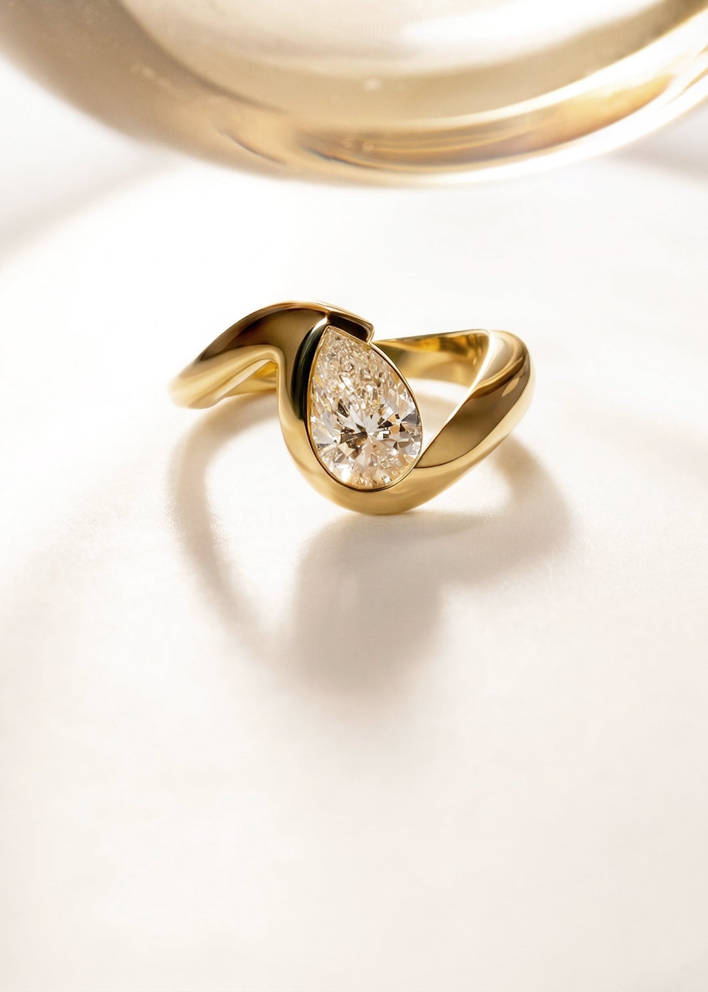 Moval Swirl Semi Pave Engagement Ring – 2.5 CT Lab Grown Diamond