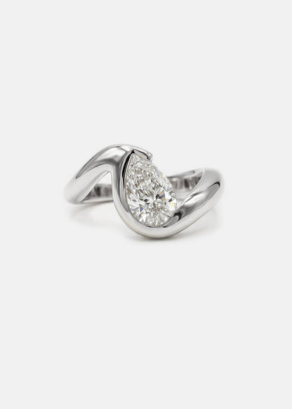 Moval Swirl Semi Pave Engagement Ring – 2.5 CT Lab Grown Diamond