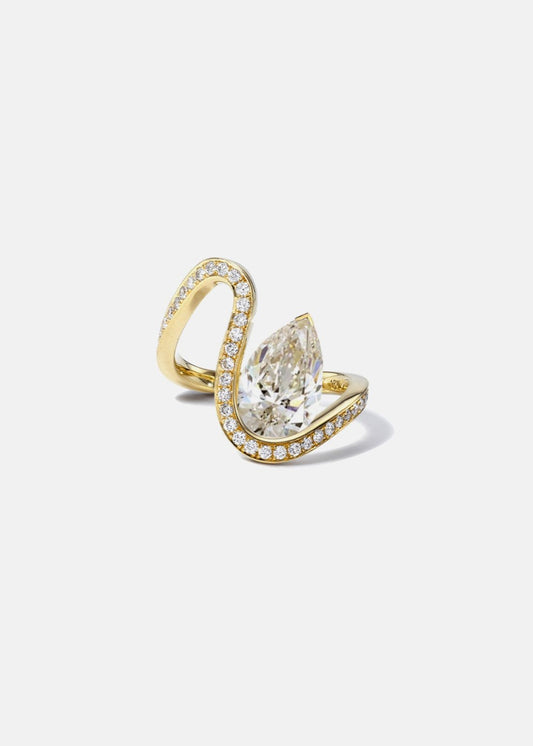 Moval Swirl Semi Pave Engagement Ring – 2.5 CT Lab Grown Diamond