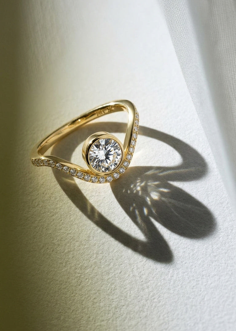 Moval Swirl Semi Pave Engagement Ring – 2.5 CT Lab Grown Diamond