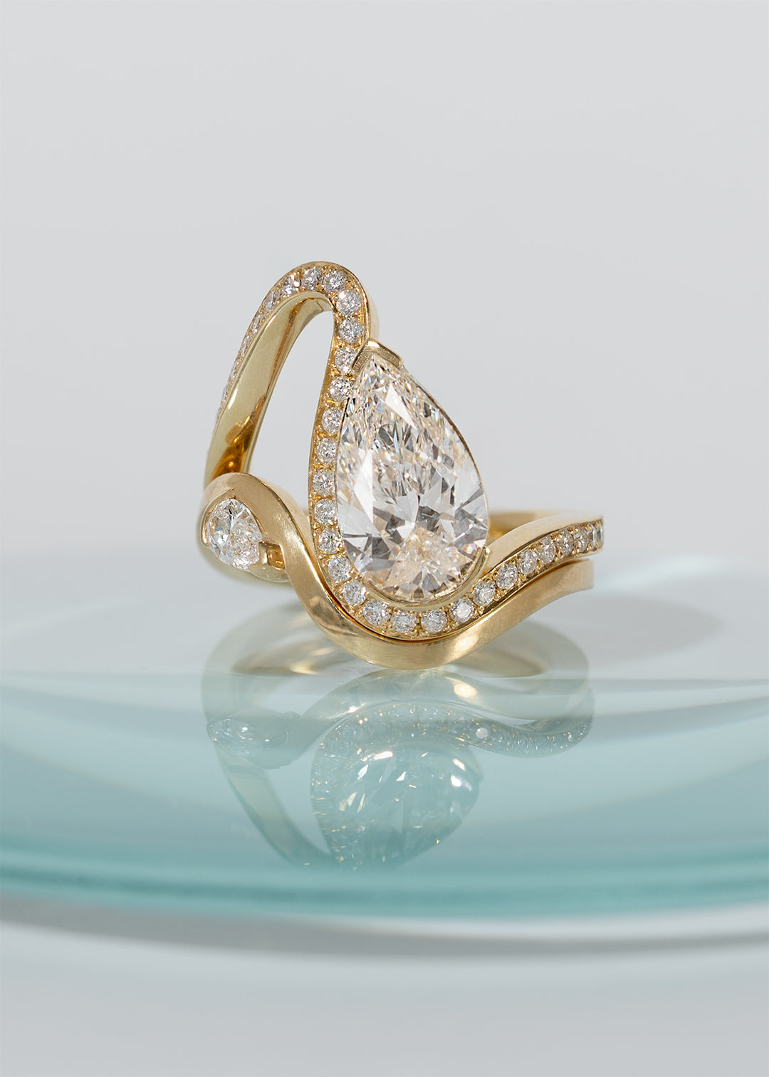 Moval Swirl Semi Pave Engagement Ring – 2.5 CT Lab Grown Diamond