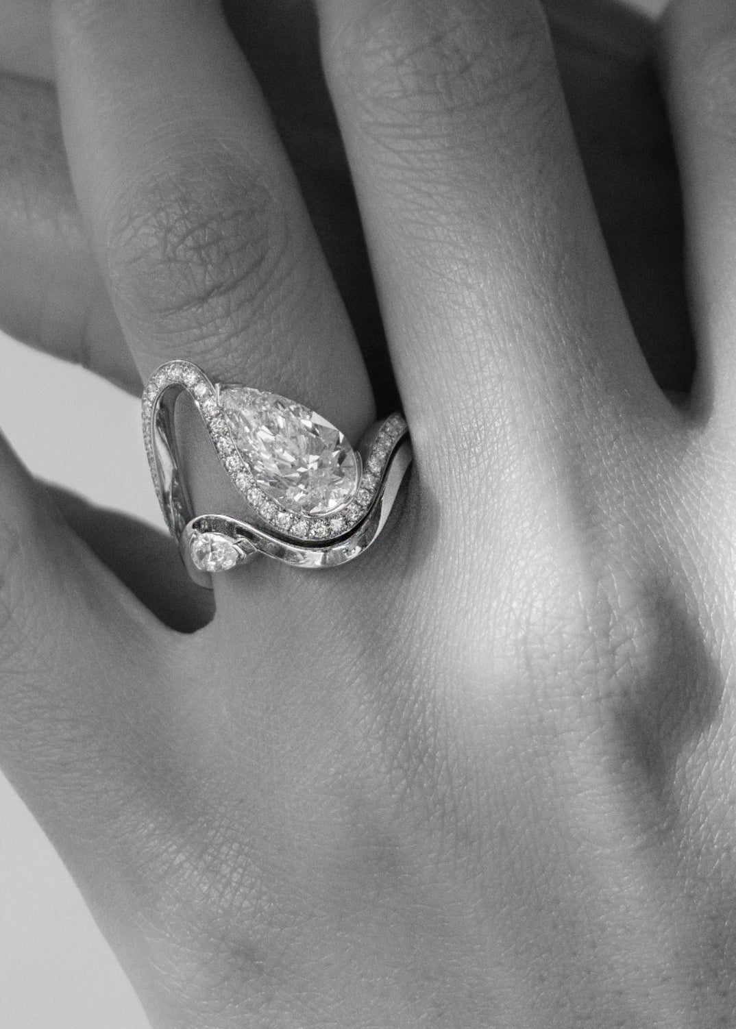 Moval Swirl Semi Pave Engagement Ring – 2.5 CT Lab Grown Diamond