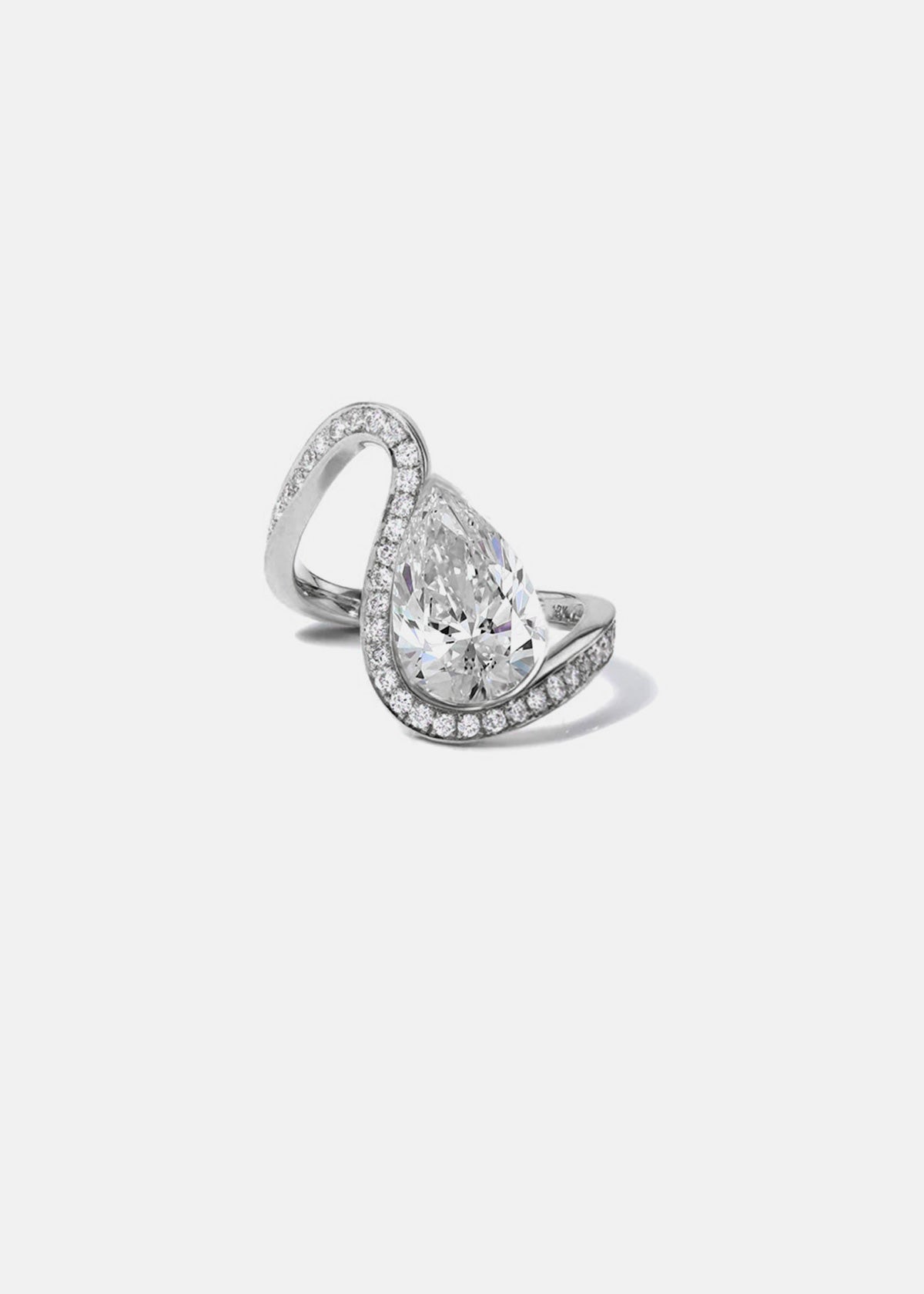 Moval Swirl Semi Pave Engagement Ring – 2.5 CT Lab Grown Diamond