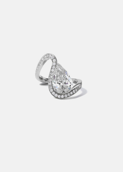 Moval Swirl Semi Pave Engagement Ring – 2.5 CT Lab Grown Diamond