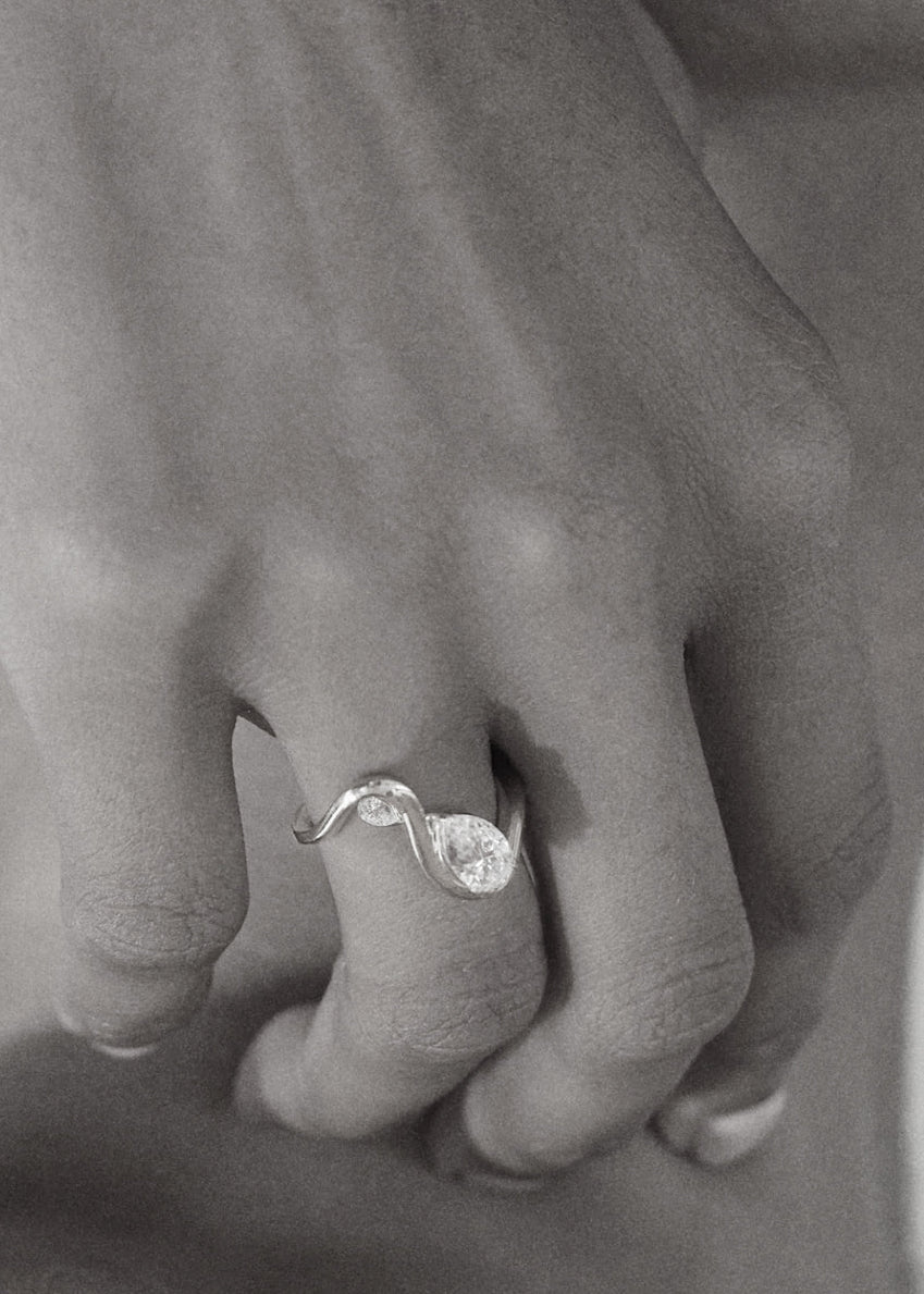 Moval Swirl Semi Pave Engagement Ring – 2.5 CT Lab Grown Diamond