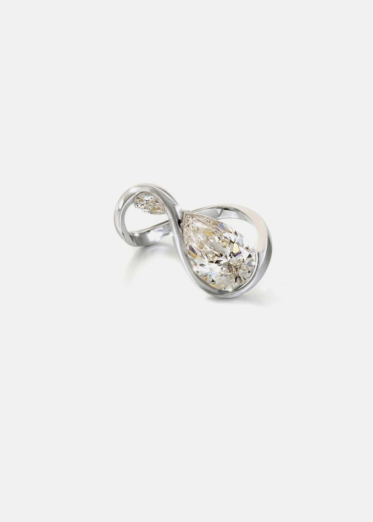 Moval Swirl Semi Pave Engagement Ring – 2.5 CT Lab Grown Diamond