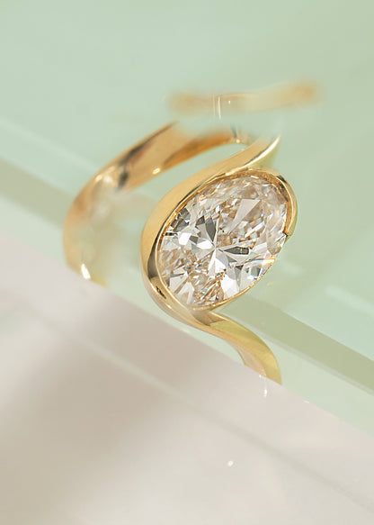 Moval Swirl Semi Pave Engagement Ring – 2.5 CT Lab Grown Diamond