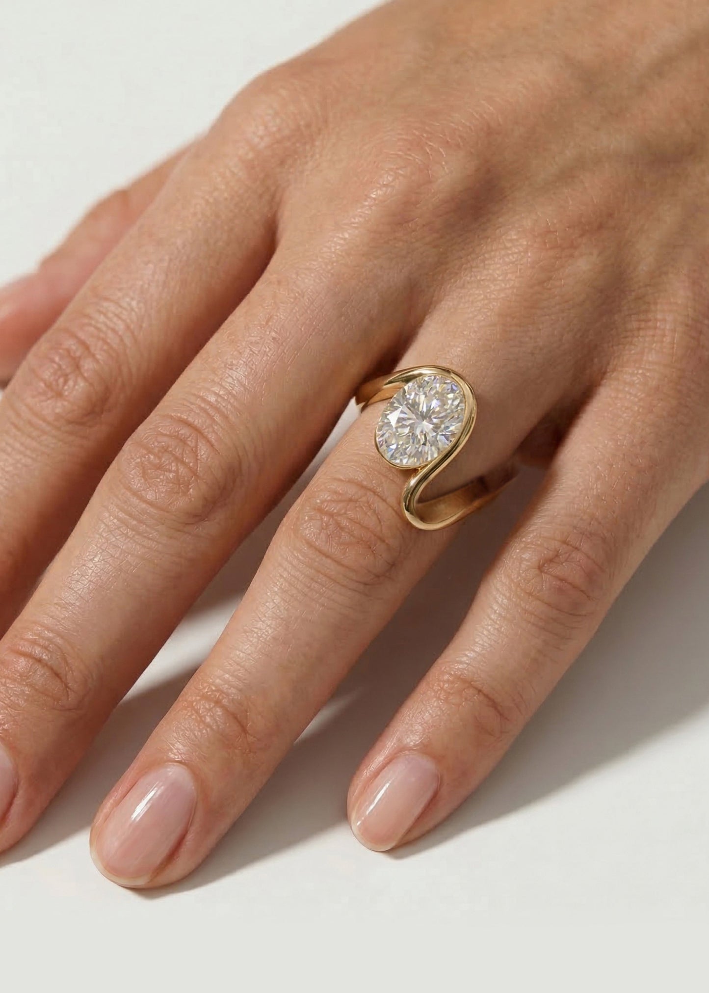 Moval Swirl Semi Pave Engagement Ring – 2.5 CT Lab Grown Diamond