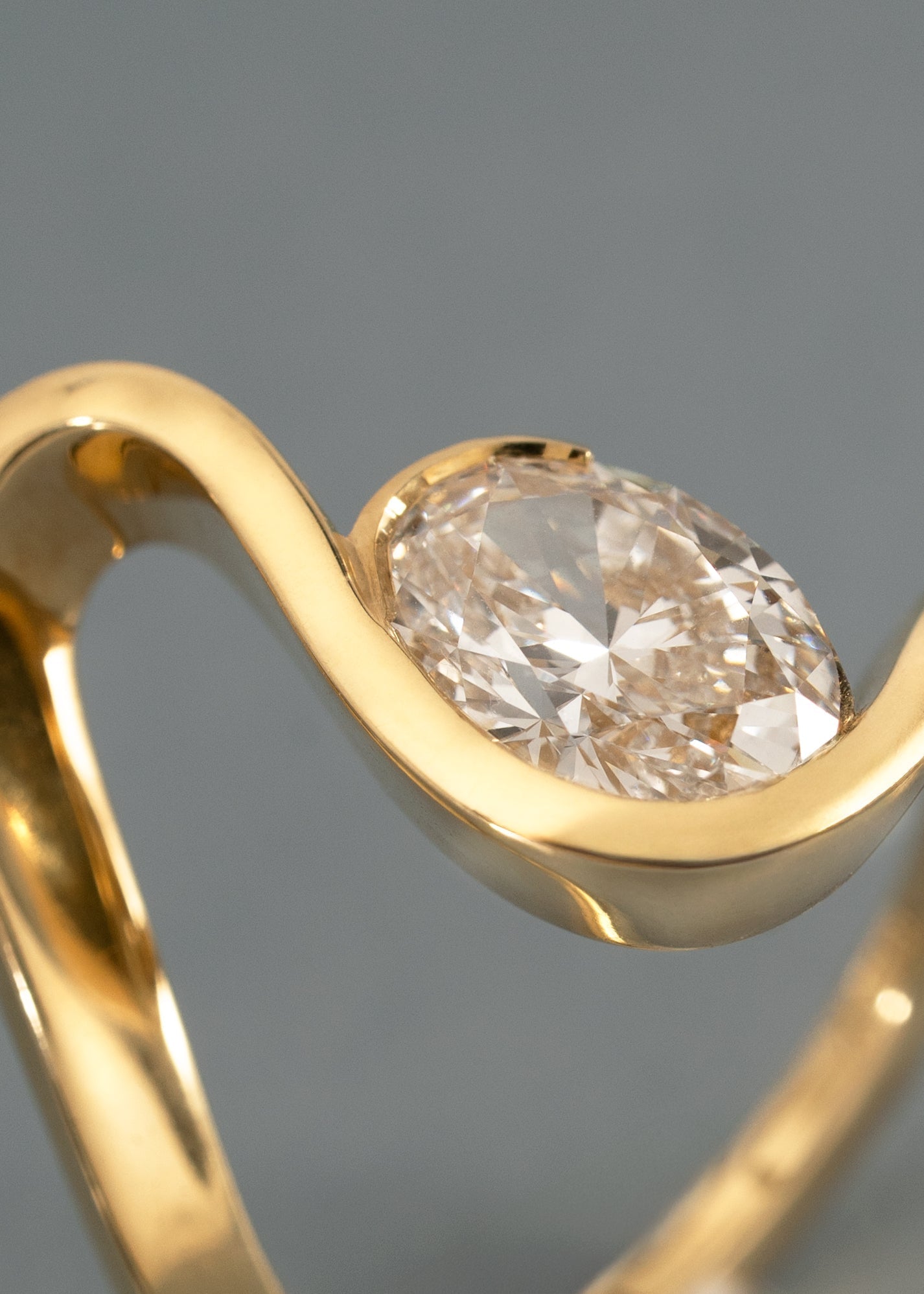 Moval Swirl Semi Pave Engagement Ring – 2.5 CT Lab Grown Diamond