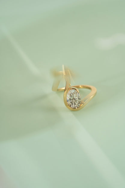 Moval Swirl Semi Pave Engagement Ring – 2.5 CT Lab Grown Diamond