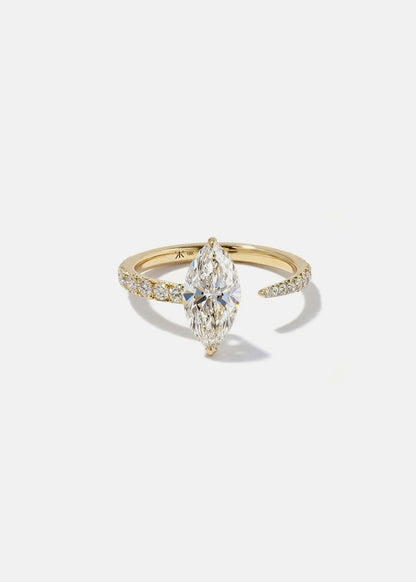 Moval Swirl Semi Pave Engagement Ring – 2.5 CT Lab Grown Diamond