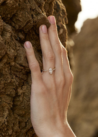 Moval Swirl Semi Pave Engagement Ring – 2.5 CT Lab Grown Diamond