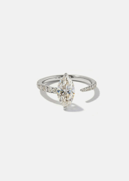 Moval Swirl Semi Pave Engagement Ring – 2.5 CT Lab Grown Diamond