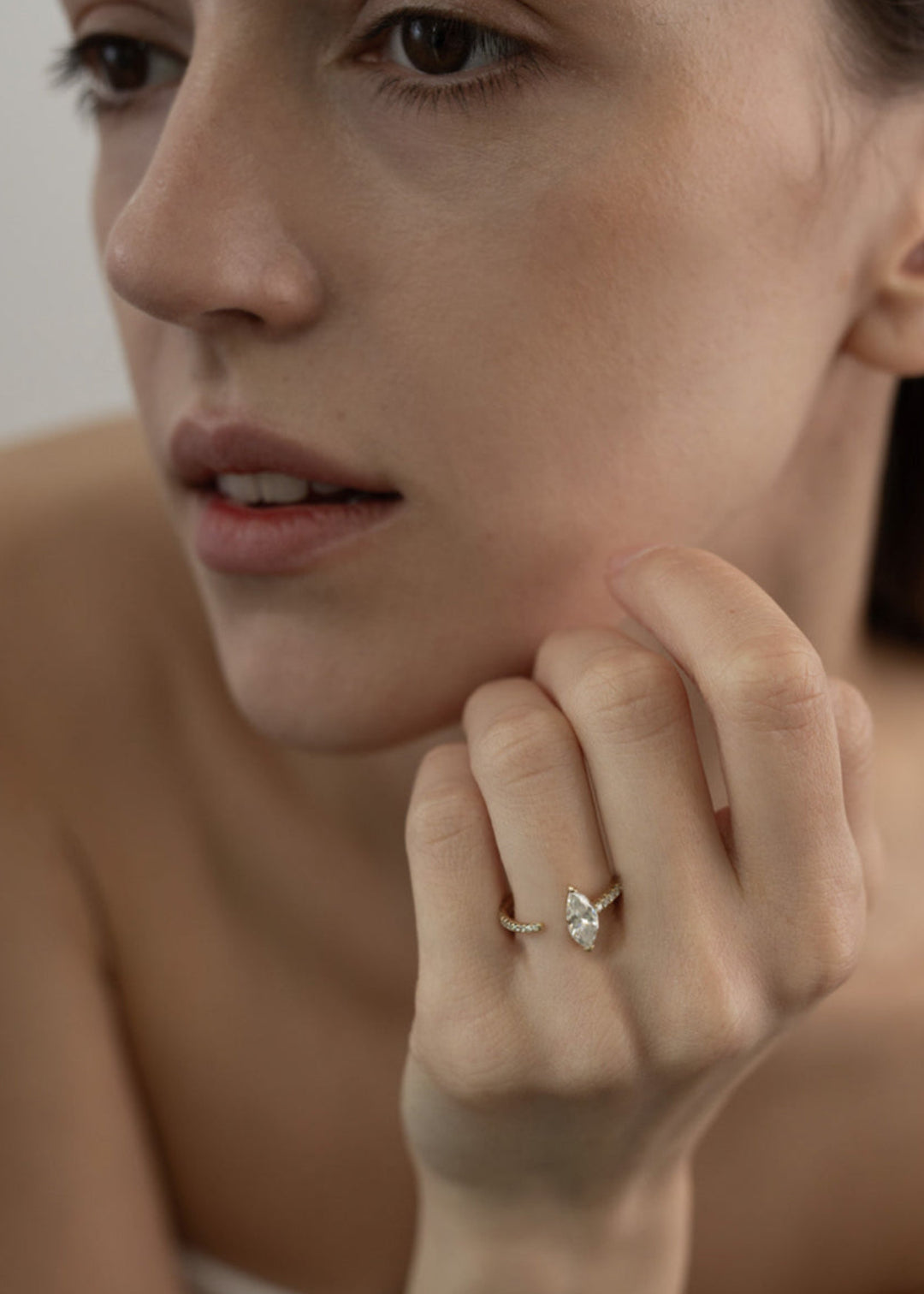 Moval Swirl Semi Pave Engagement Ring – 2.5 CT Lab Grown Diamond