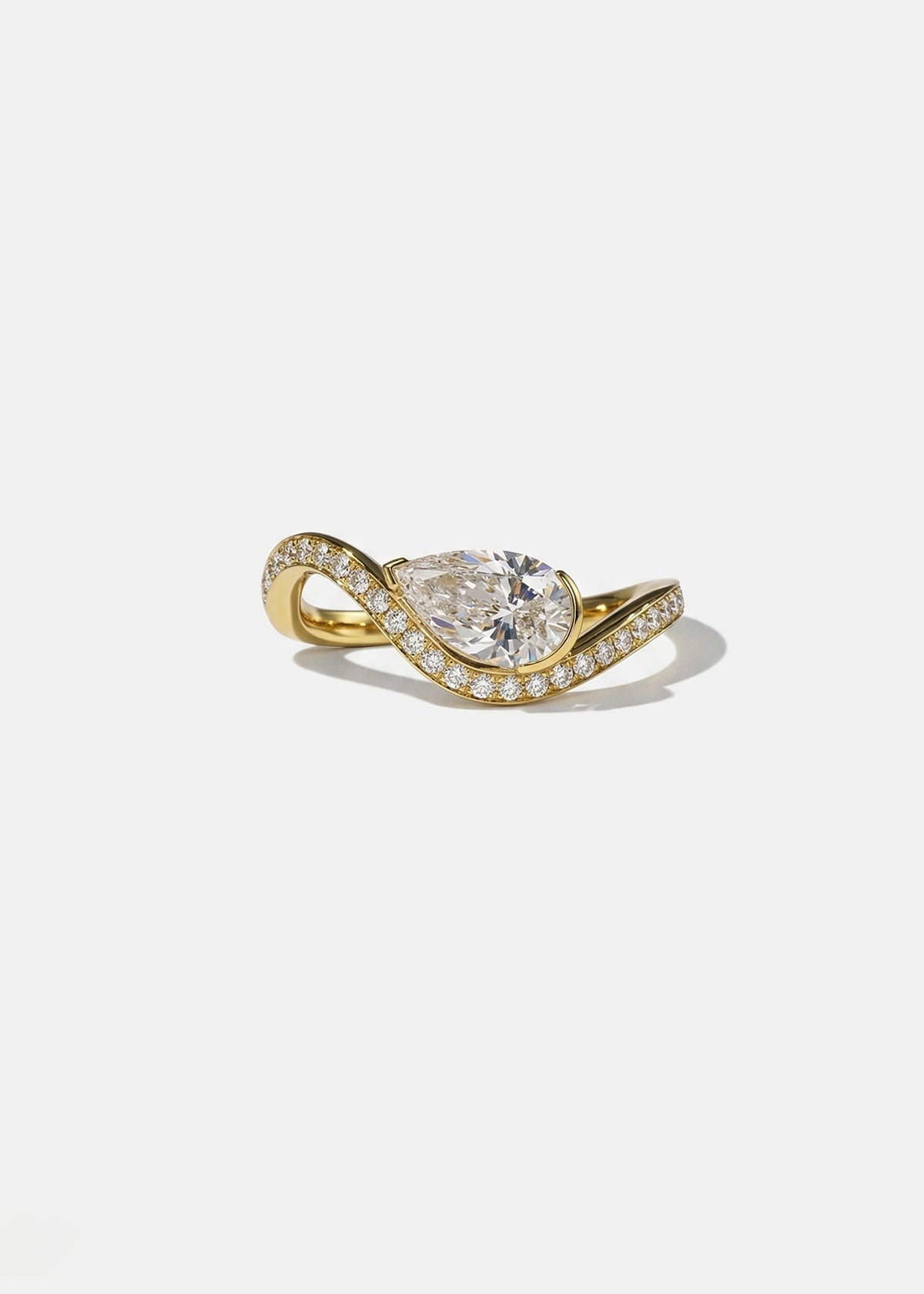 Moval Swirl Semi Pave Engagement Ring – 2.5 CT Lab Grown Diamond