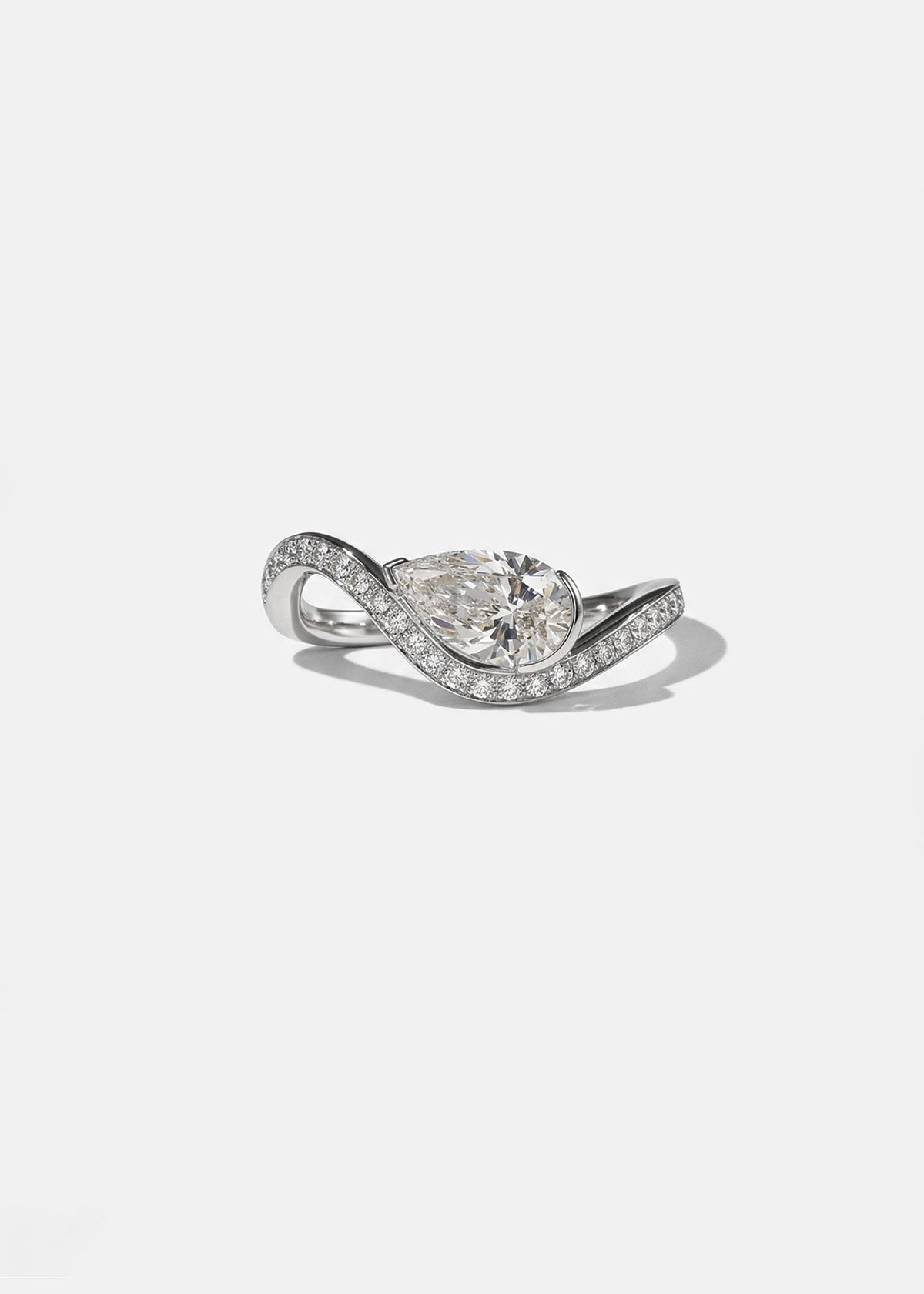 Moval Swirl Semi Pave Engagement Ring – 2.5 CT Lab Grown Diamond