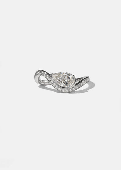 Moval Swirl Semi Pave Engagement Ring – 2.5 CT Lab Grown Diamond