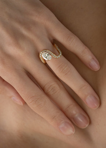 Moval Swirl Semi Pave Engagement Ring – 2.5 CT Lab Grown Diamond