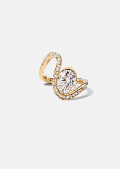 Moval Swirl Semi Pave Engagement Ring – 2.5 CT Lab Grown Diamond