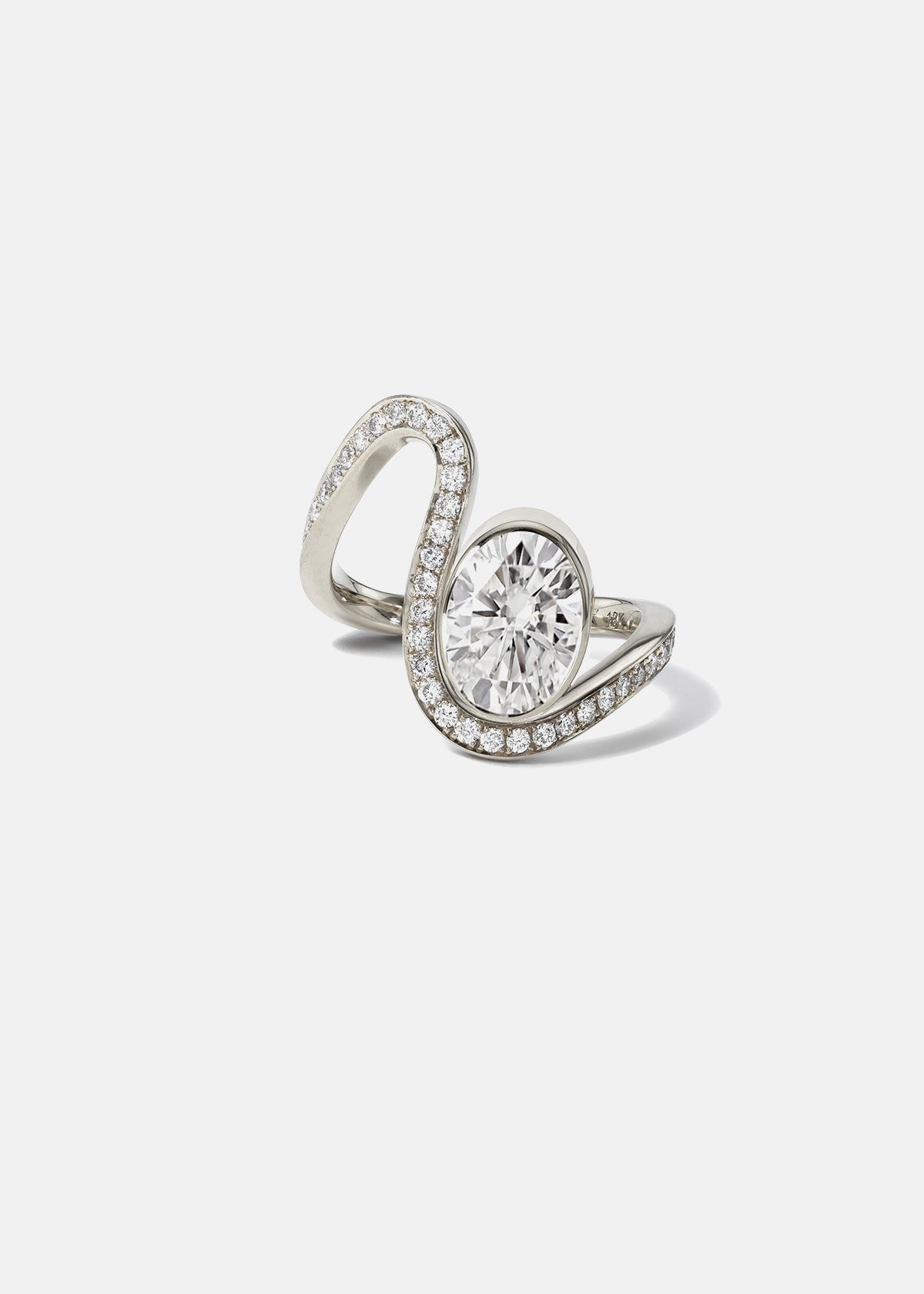Moval Swirl Semi Pave Engagement Ring – 2.5 CT Lab Grown Diamond