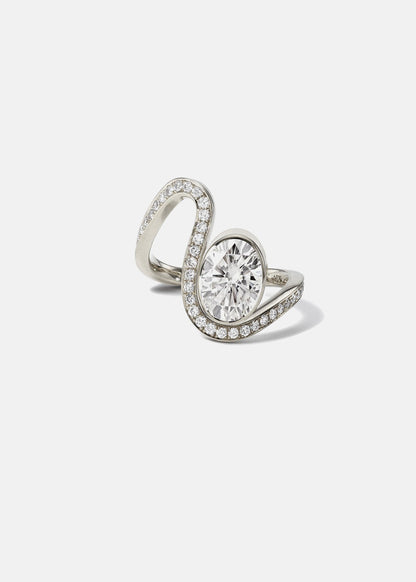 Moval Swirl Semi Pave Engagement Ring – 2.5 CT Lab Grown Diamond