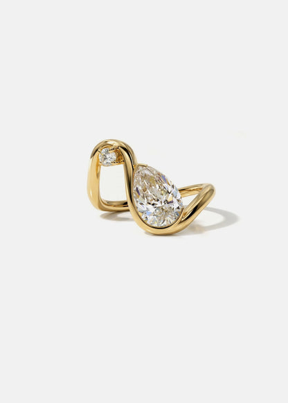 Moval Swirl Semi Pave Engagement Ring – 2.5 CT Lab Grown Diamond