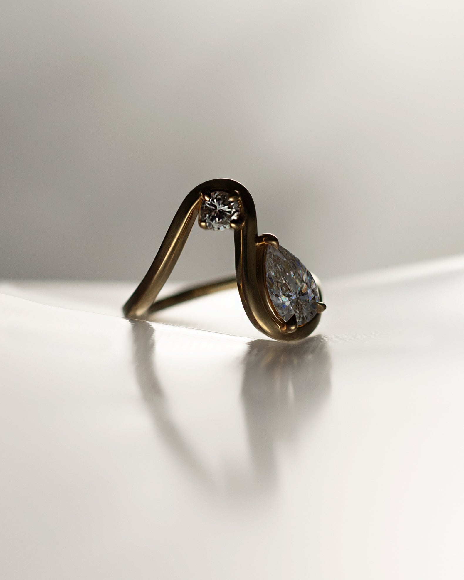 Moval Swirl Semi Pave Engagement Ring – 2.5 CT Lab Grown Diamond
