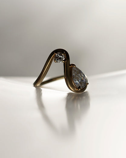 Moval Swirl Semi Pave Engagement Ring – 2.5 CT Lab Grown Diamond