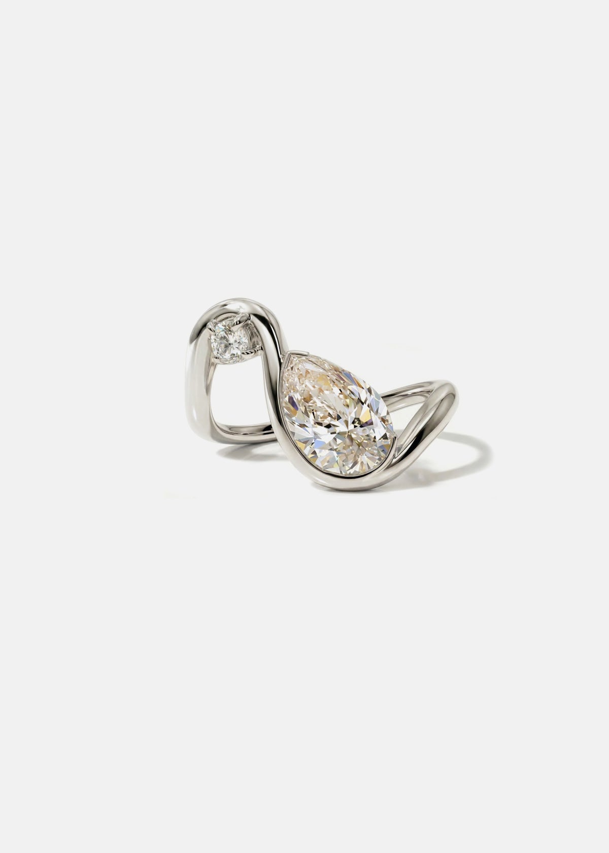 Moval Swirl Semi Pave Engagement Ring – 2.5 CT Lab Grown Diamond