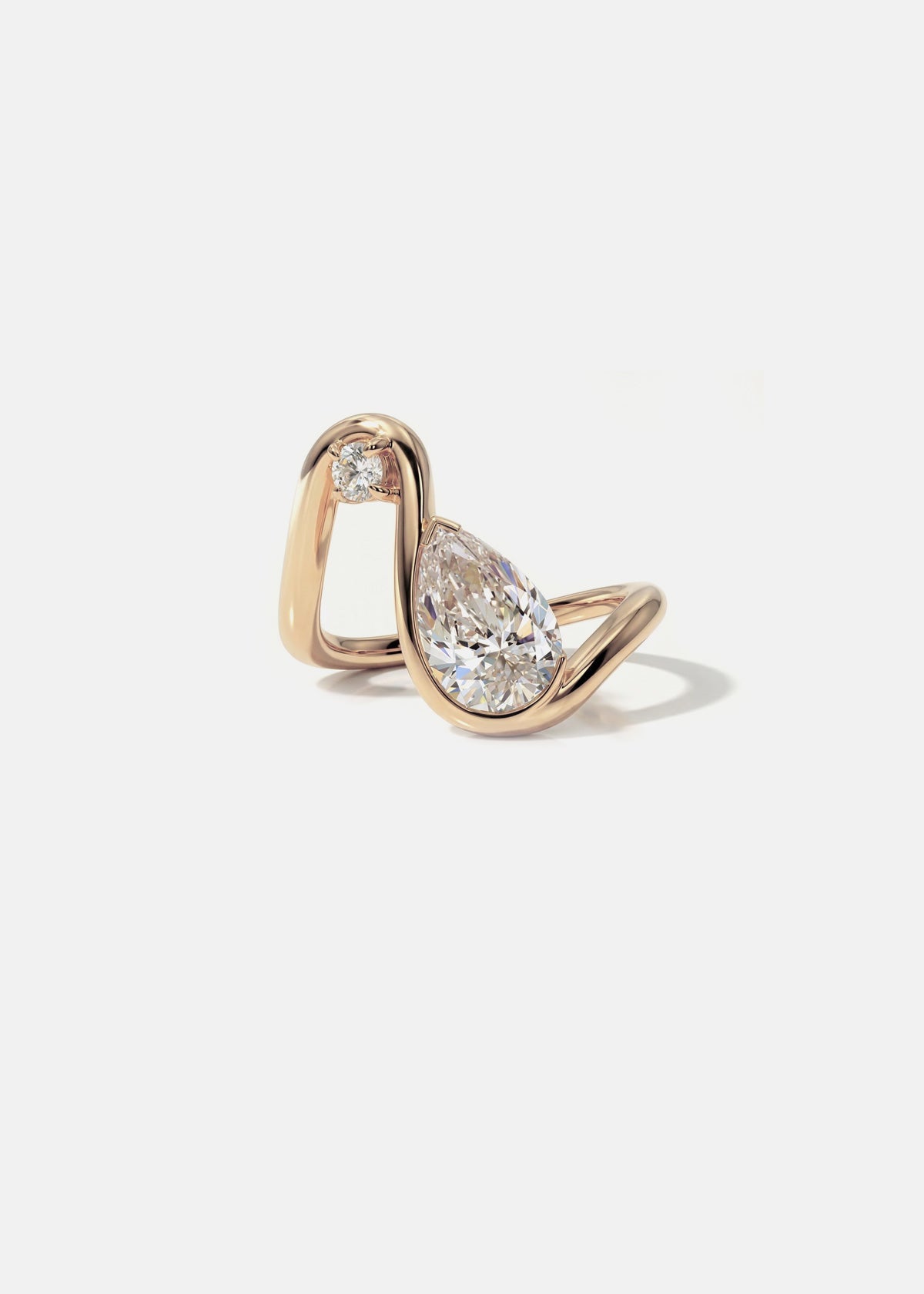 Moval Swirl Semi Pave Engagement Ring – 2.5 CT Lab Grown Diamond