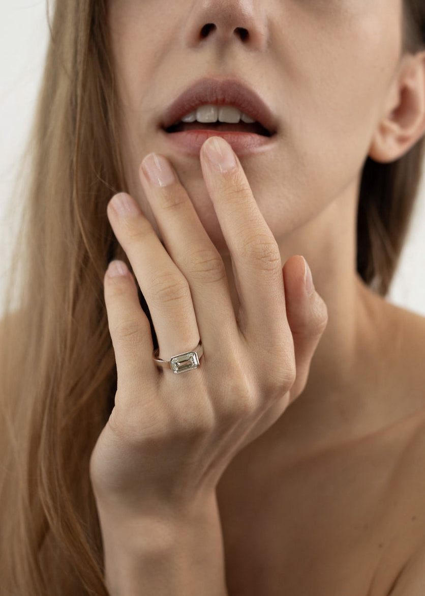 Moval Swirl Semi Pave Engagement Ring – 2.5 CT Lab Grown Diamond