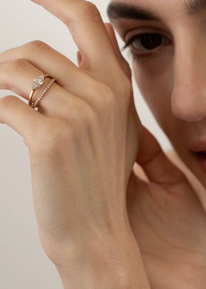 Moval Swirl Semi Pave Engagement Ring – 2.5 CT Lab Grown Diamond