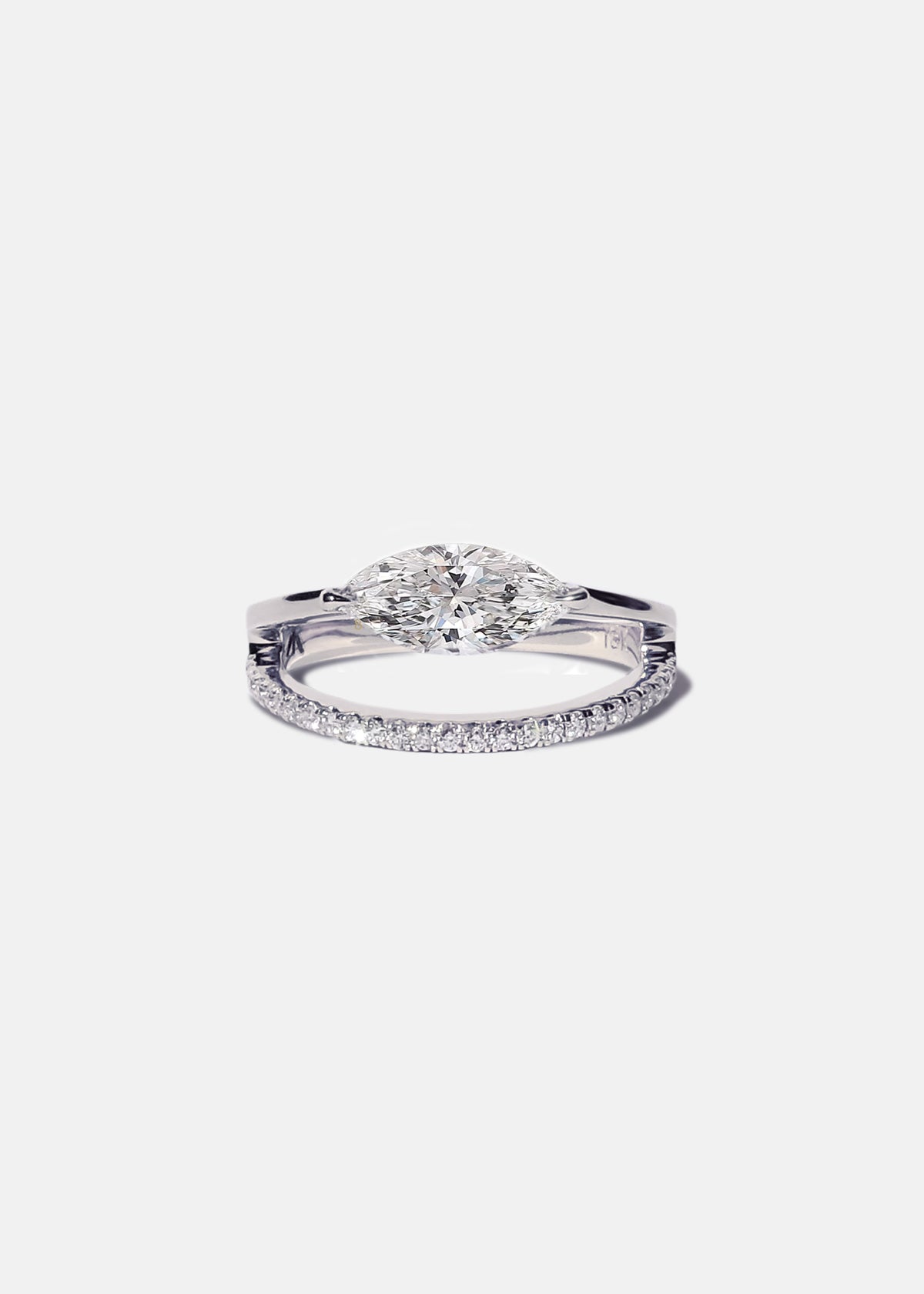 Moval Swirl Semi Pave Engagement Ring – 2.5 CT Lab Grown Diamond