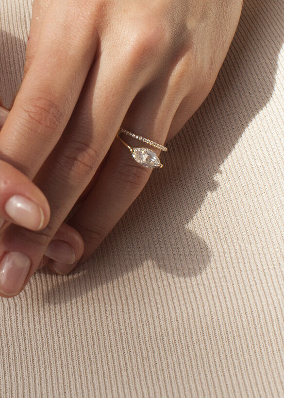 Moval Swirl Semi Pave Engagement Ring – 2.5 CT Lab Grown Diamond