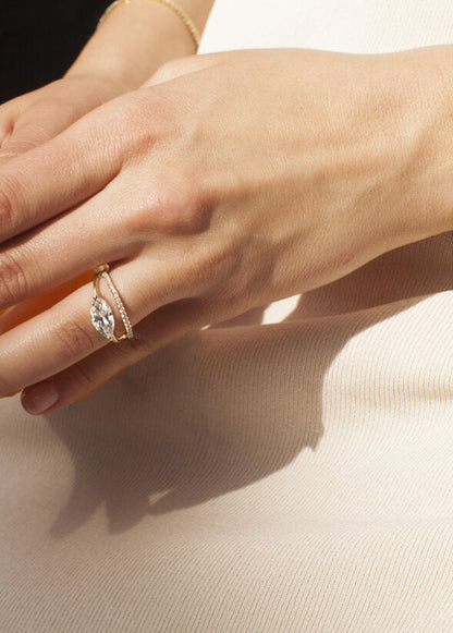 Moval Swirl Semi Pave Engagement Ring – 2.5 CT Lab Grown Diamond