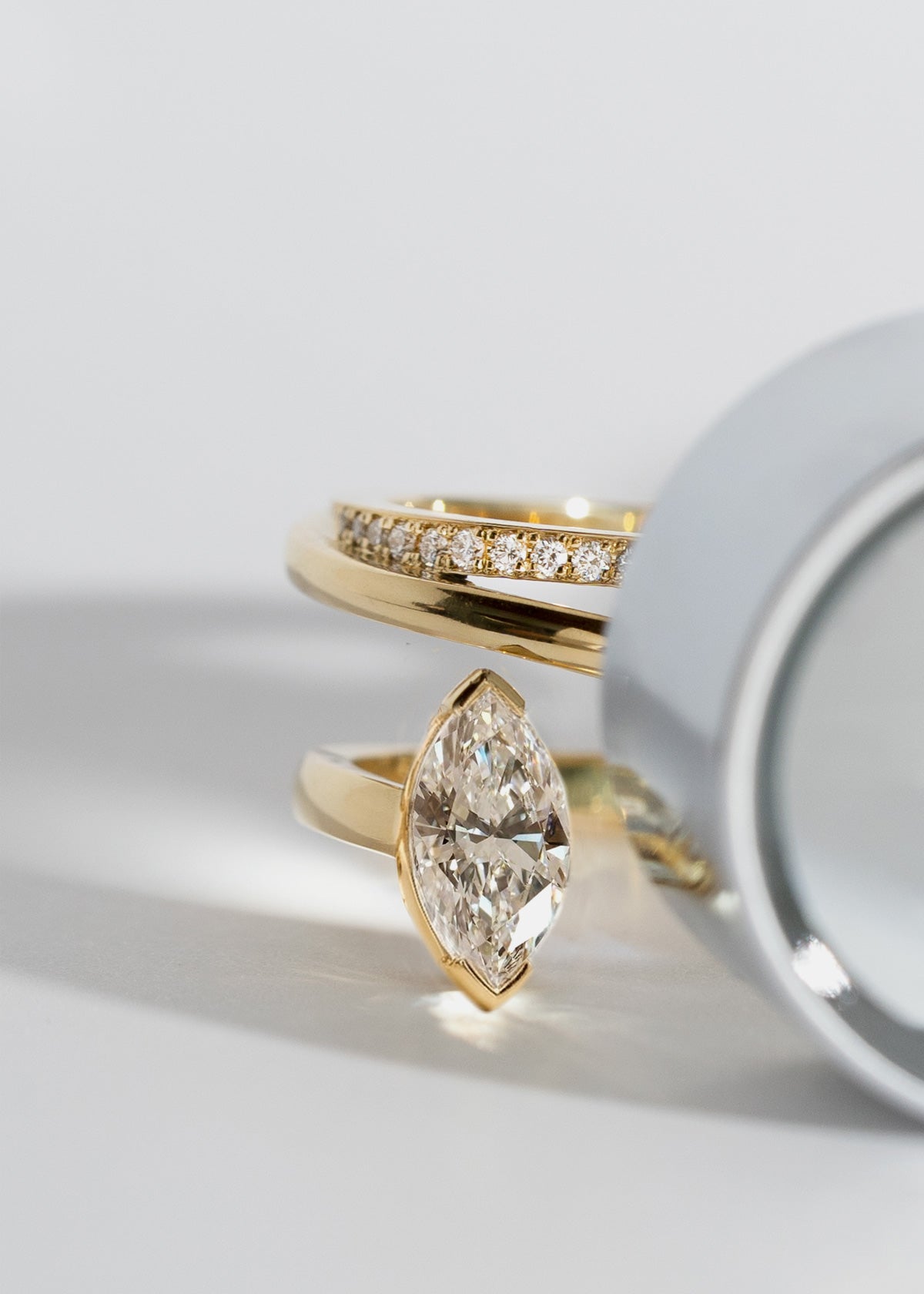 Moval Swirl Semi Pave Engagement Ring – 2.5 CT Lab Grown Diamond